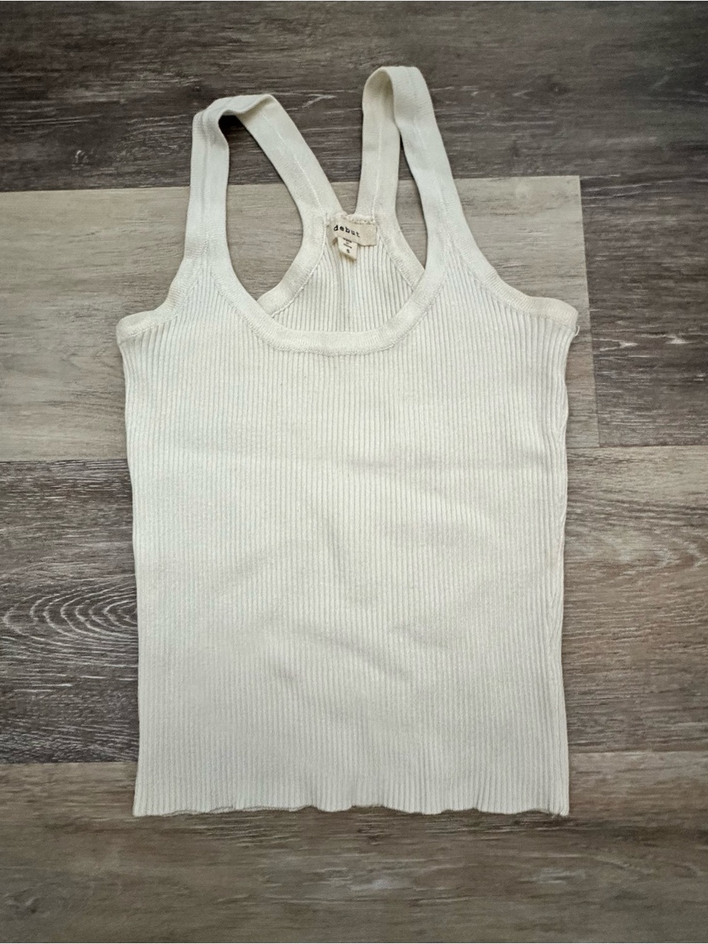 Debut Cream Ribbed Racerback Tank S